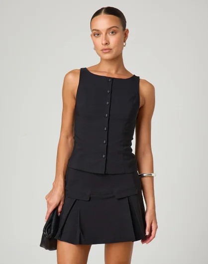 Tailored Button Up Vest Top | Glassons (Australia)