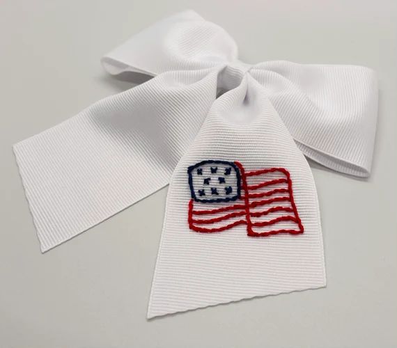 American Flag Hand Embroidered Bow | Etsy | Etsy (US)