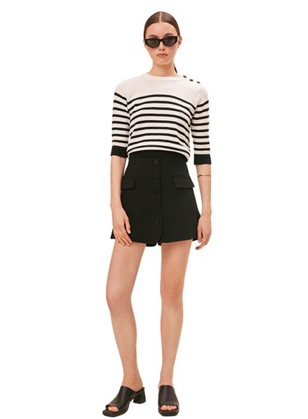 SUNCOO Peroza Knit 3/4 Sleeve Top In White Stripes From - Trouva | Trouva (Global)