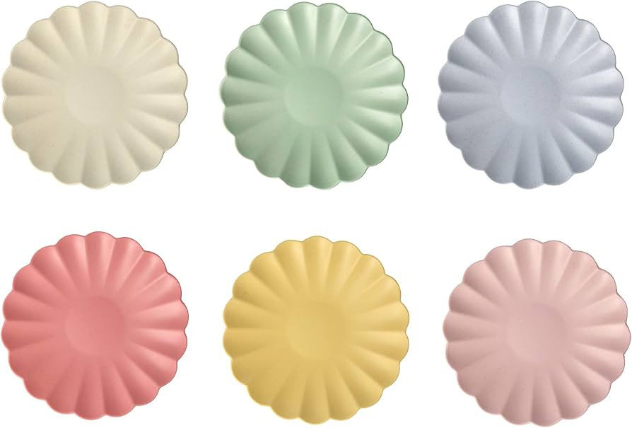 Meri Meri Scalloped Bamboo Plates Reusable, Pack of 6, 2 Sizes, Dishwasher Safe, Reusable Bamboo ... | Amazon (US)