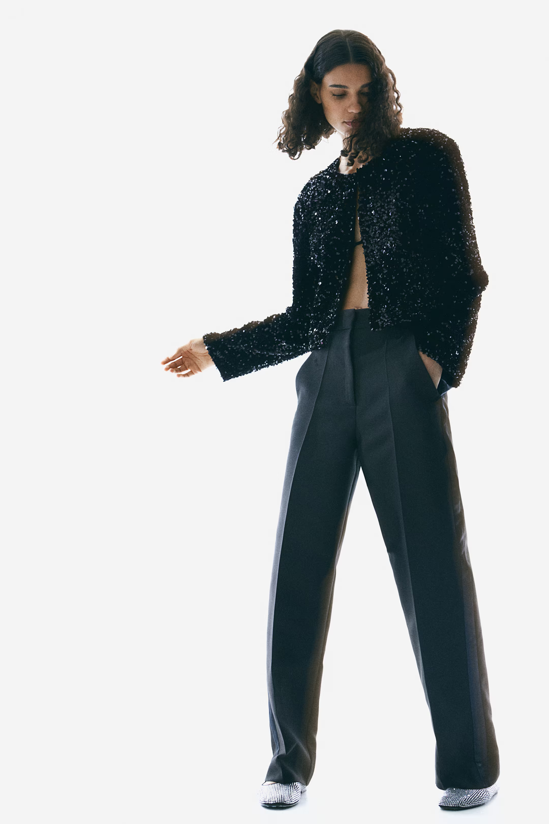 Sequined jacket - Black - Ladies | H&M GB | H&M (UK, MY, IN, SG, PH, TW, HK)