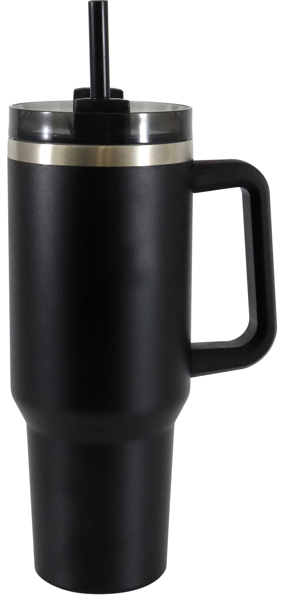 Mainstays 40 oz Stainless Steel Tumbler with Straw and Handle, Double Wall Insulated, Black | Walmart (US)