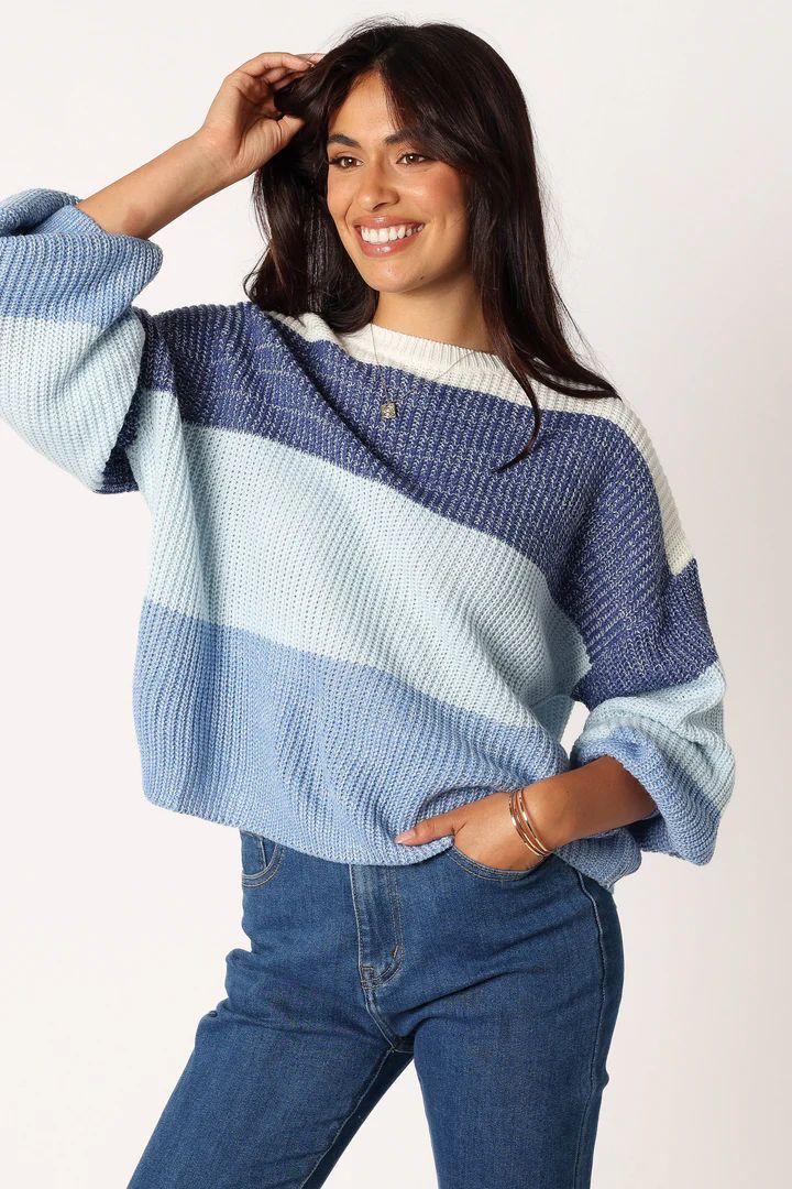Danielle Knit Sweater - Blue Multi | Petal & Pup (US)