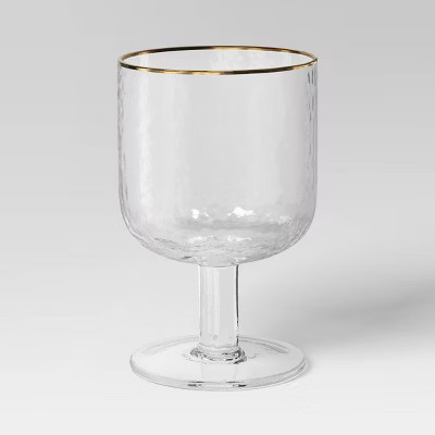 10.15oz Stemmed Winewith Hammered and Gold Rim  Threshold™ | Target
