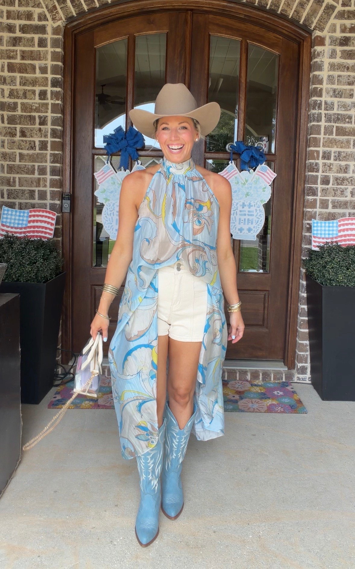 Zach top concert!! Top-Anthro, size small. Shorts pink lily size small/2/26 use code BOBBI, boots are old Nordstrom rack but linking similar too! Purse is target. Hat is from Texas wild bills store but linking similar

#LTKootd #LTKPetite