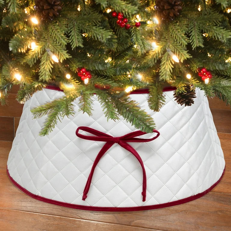 Quilted Christmas Tree Stand Band, Ivory, 22", by Holiday Time | Walmart (US)
