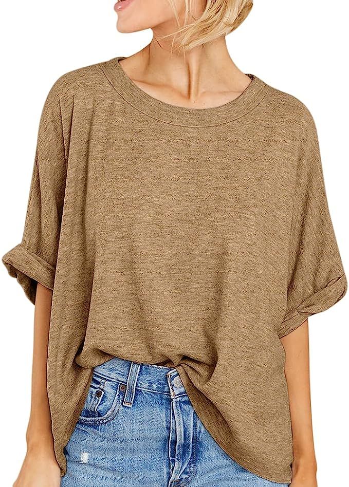 Women Oversized T-Shirt Summer Casual Short Sleeve Loose Tee Tops | Amazon (US)