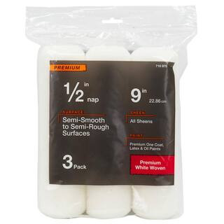 9 in.x 1/2 in.Shed Resistant White Woven Paint Roller Cover (3-Pack) RS 1023 - The Home Depot | The Home Depot