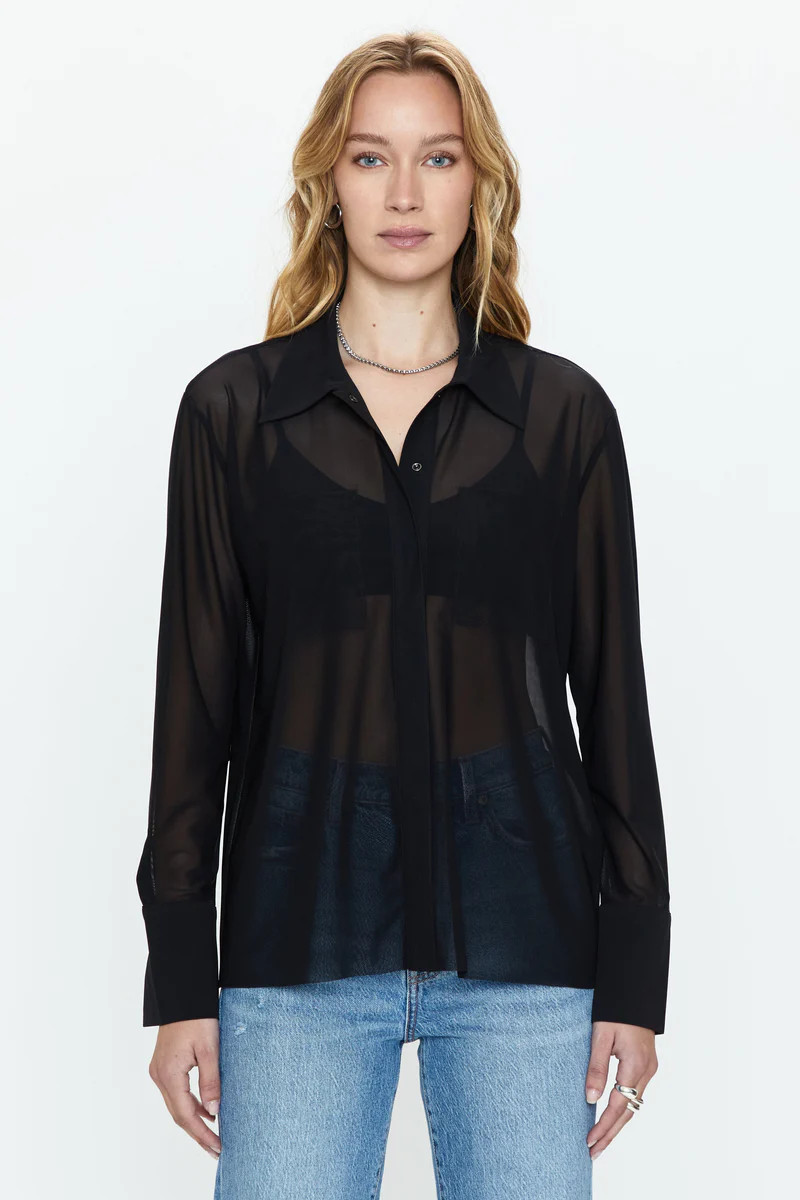 Celine Long Sleeve Button Down - Noir | Pistola Denim