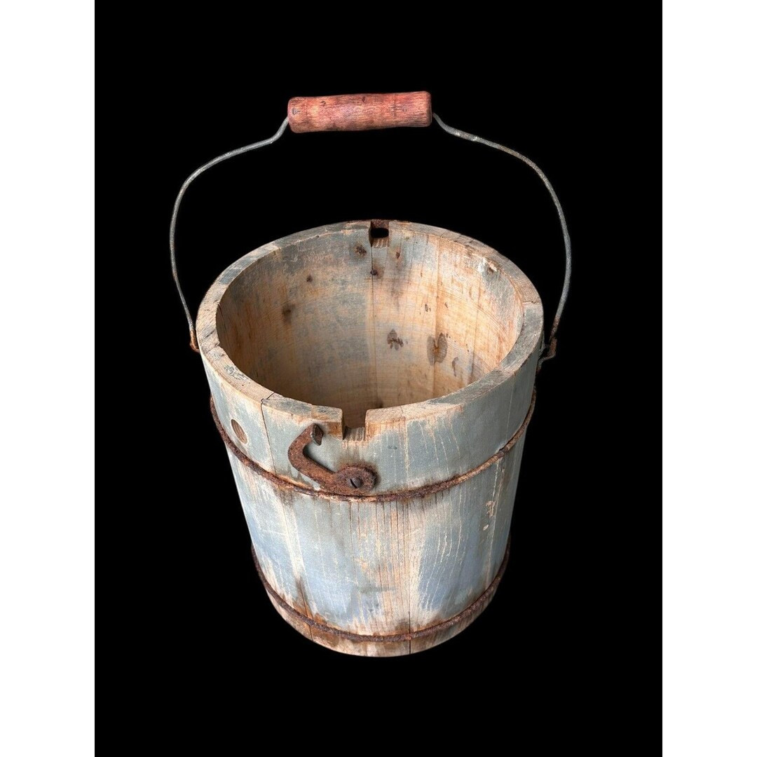 Primitive Blue Bucket Sm Ice Cream Maker Door County Christmas Tree Holder Antique Fish Creek - E... | Etsy (US)