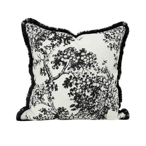 Croker Horse 20x20'' inches Throw Pillow Cushion Covers - Black Embroidery Pine Tree Luxury Modern Style with Tassel Couch Sofa Pillow Cover for Living Room Bedroom | Amazon (US)