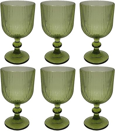 Taganov Green Water Goblets set of 6 Colored Wine Glasses 13oz Vintage Glassware Drinking for Wed... | Amazon (US)