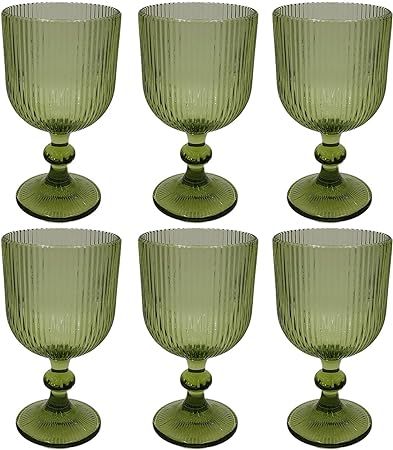 Taganov Green Water Goblets set of 6 Colored Wine Glasses 13oz Vintage Glassware Drinking for Wed... | Amazon (US)