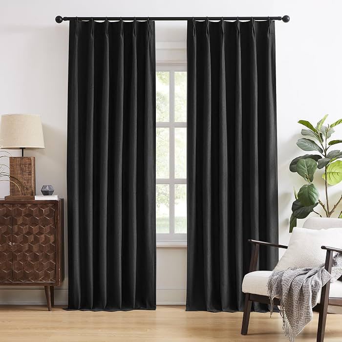 DUALIFE Black Out Curtain Panels Tab Back with Hooks, Sundproof Thermal Insulated Pleat Long Curt... | Amazon (US)
