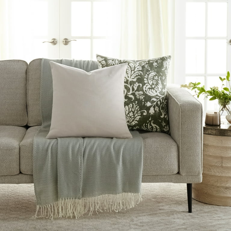 Noble Linens 2-Pack Cotton Slub Decor Throw Pillows - Distressed Floral Olive - Walmart.com | Walmart (US)