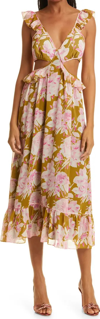 LIKELY Katerina Floral Cutout Midi Dress | Nordstrom | Nordstrom