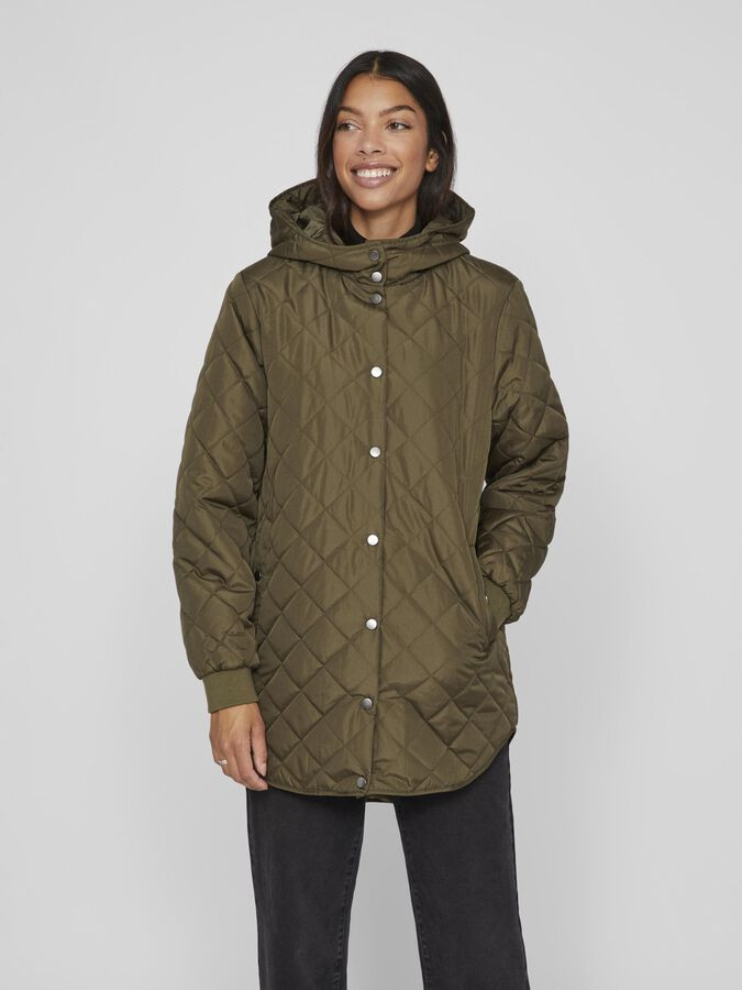 HOODED COAT | Green | VILA® | Vila.com