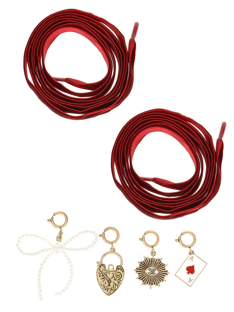 No Boundaries Shoelaces and Gold-Tone Charms Set, 6-Pieces, Women’s | Walmart (US)