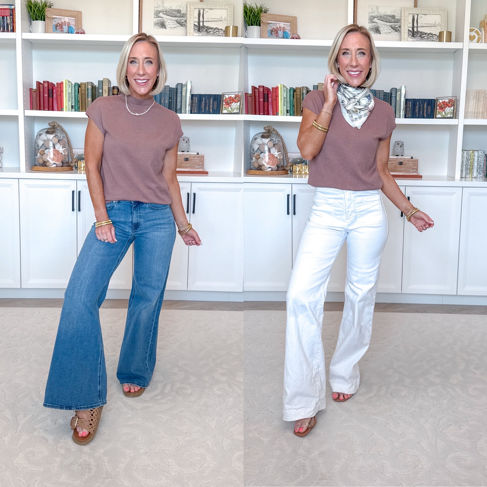 Amazon - casual to dressy pieces. Short Sleeve Mock Neck Sweater - size Small. 8 colors. * Bella Stretch Palazzo Jeans - Size: 25. Color: Seaside Blue (3 colors). * White High Rise Wide Leg Denim Trousers - size 2, Average. 3+ colors. 

 

#LTKSeasonal #LTKOver40 #LTKSaleAlert