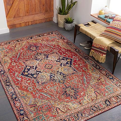 Amazon.com: Artistic Weavers Reeta Printed Medallion Area Rug,7'6" x 9'6",Bright Red/Wheat : Home... | Amazon (US)