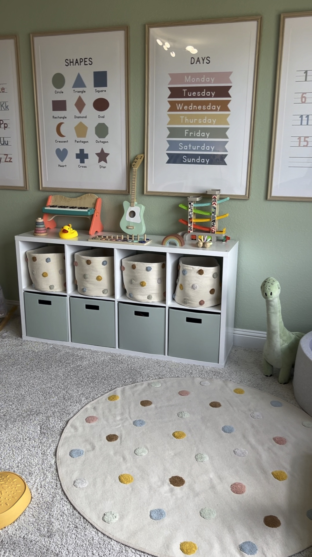 Loving this #sagegreen accent wall featuring the cutest #prints in our new colorful #playroom 🤗  

#LTKKids #LTKHome #LTKFamily