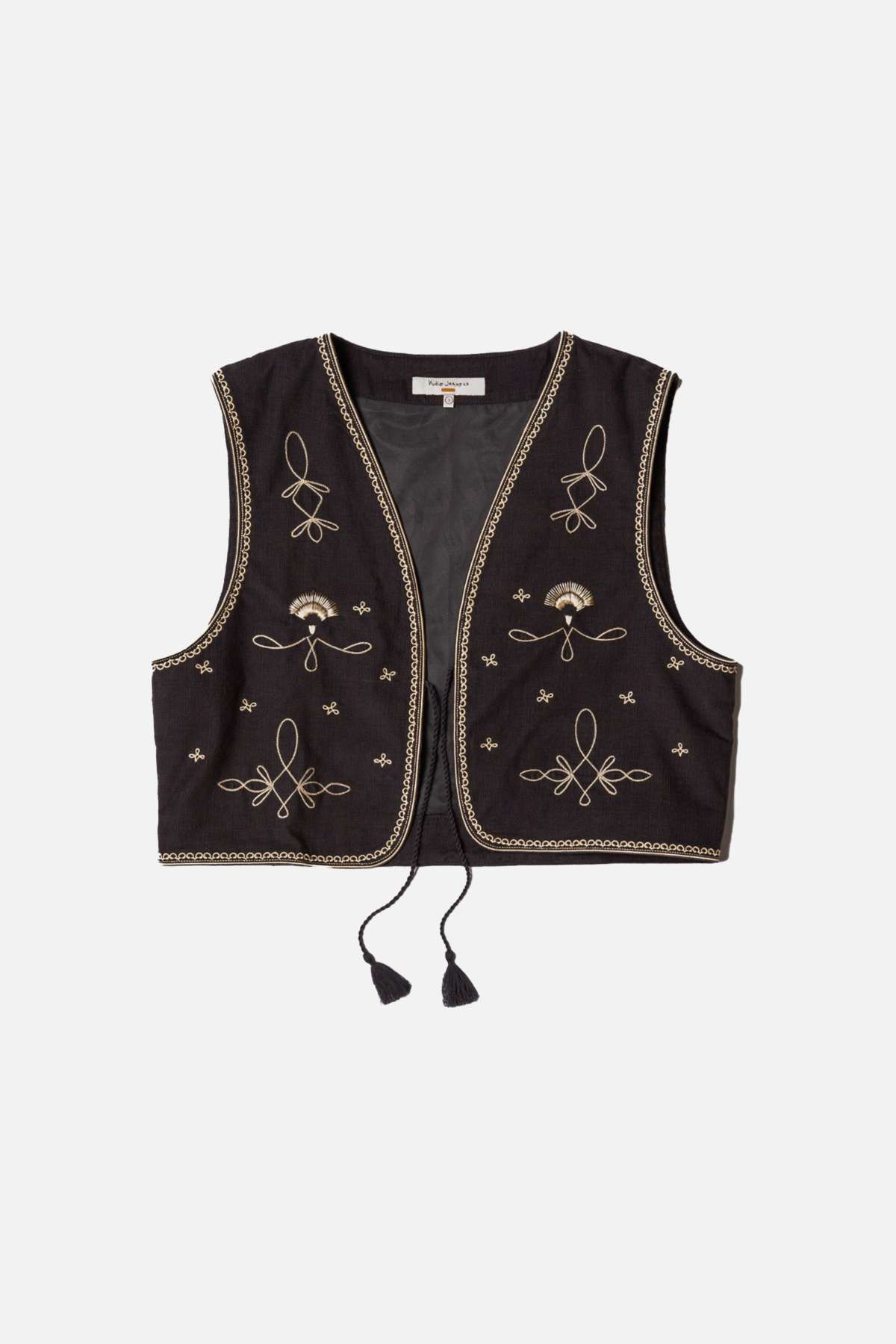 Weste Vera Embroidered Schwarz | LOVECO 