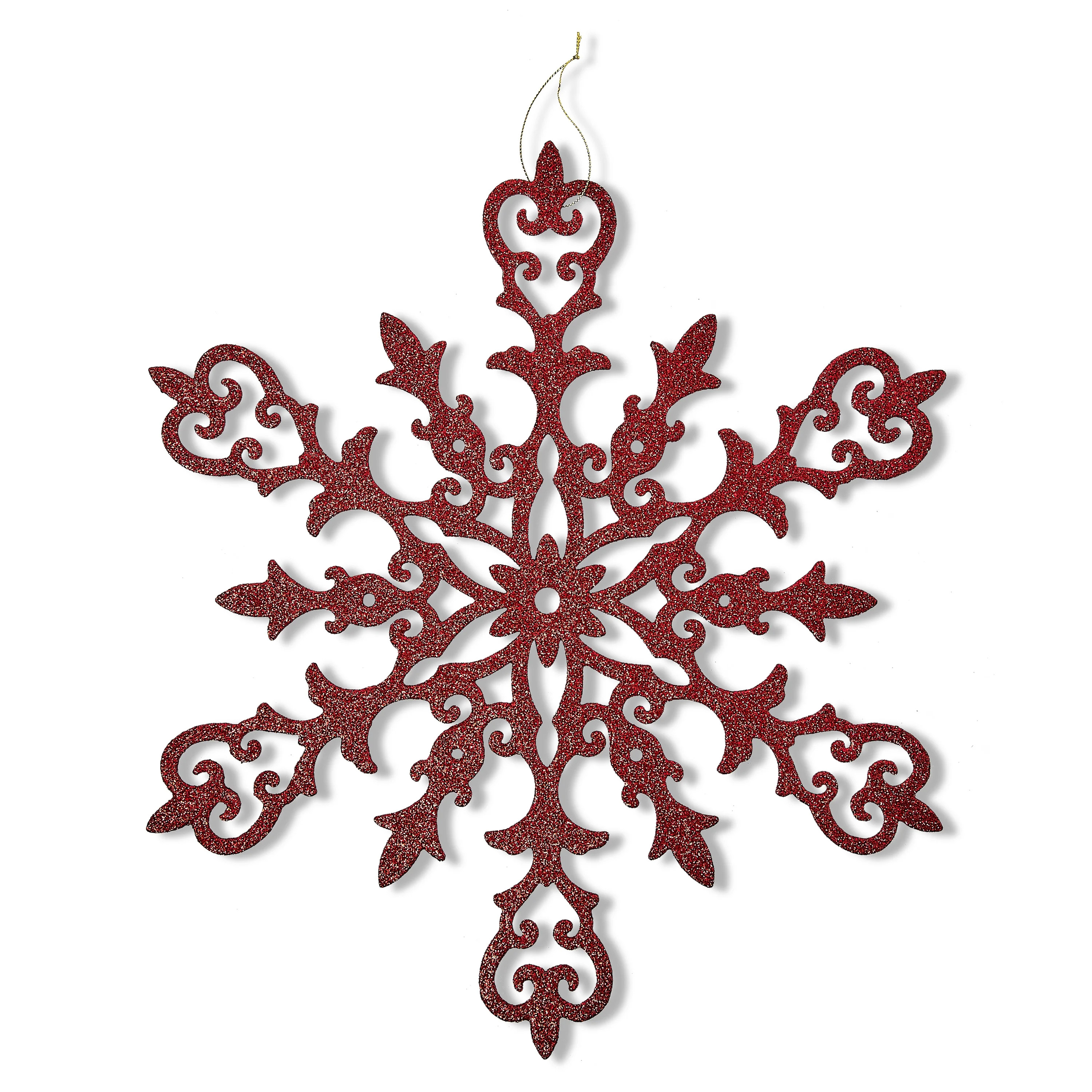 Red Glitter Snowflake Christmas Ornament, 15 in, by Holiday Time | Walmart (US)