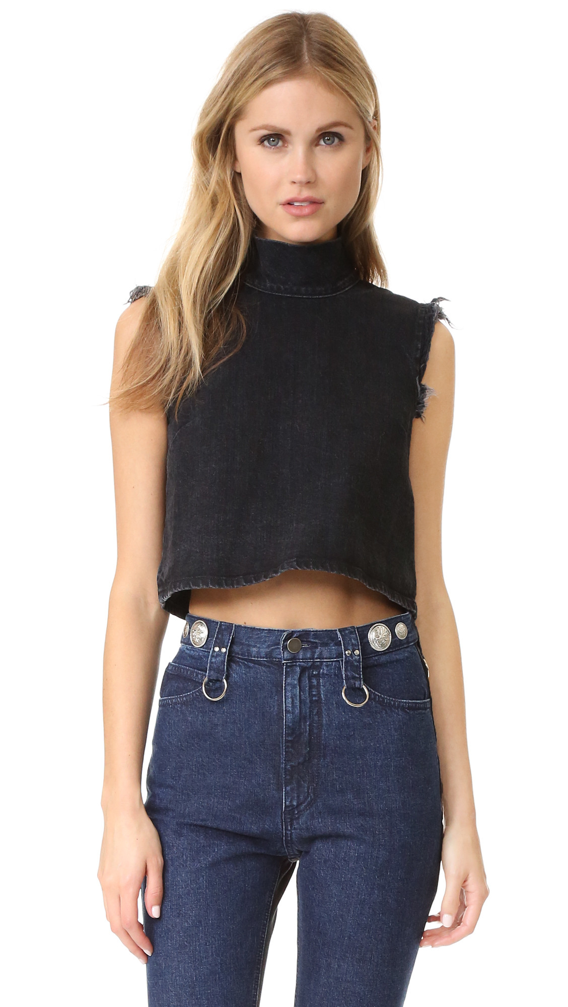 Rachel Comey Cropped Una Top - Washed Black | Shopbop