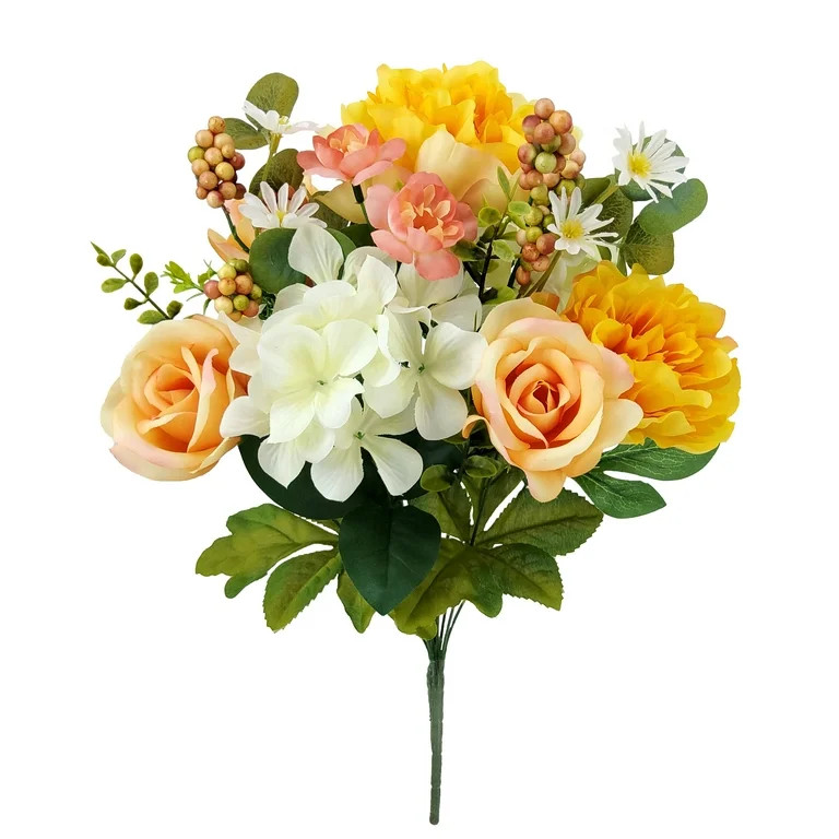 Mainstays 19.5''H Indoor Artificial Peony Bouquet, Orange Color | Walmart (US)
