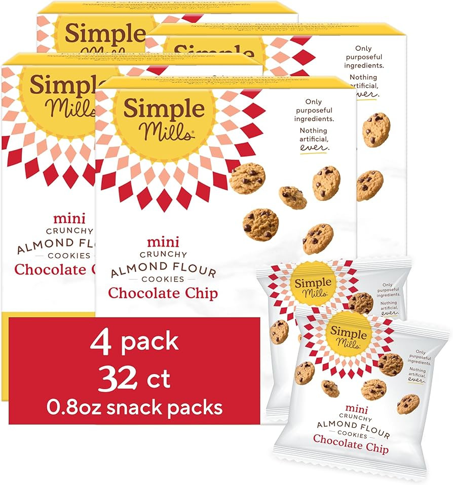 Simple Mills Paquetes de bocadillos de galletas mini de harina de almendra con chispas de chocola... | Amazon (US)