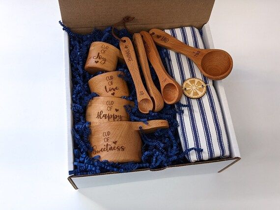 Baking box, Housewarming gift basket, New home gift box, Measuring cups, Wood measuring spoons, | Etsy (US)