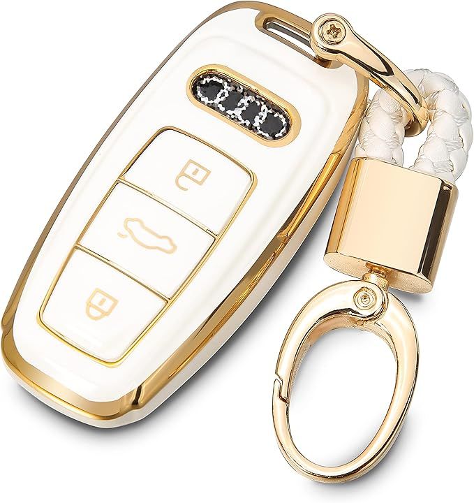 for Audi Key Fob Cover, Soft TPU, Gold Keychains, Full Covers Protector Compatible with Audi A3 A... | Amazon (US)