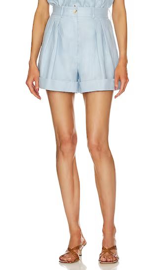 Linen Rolled Short in Chambray Blue | Revolve Clothing (Global)