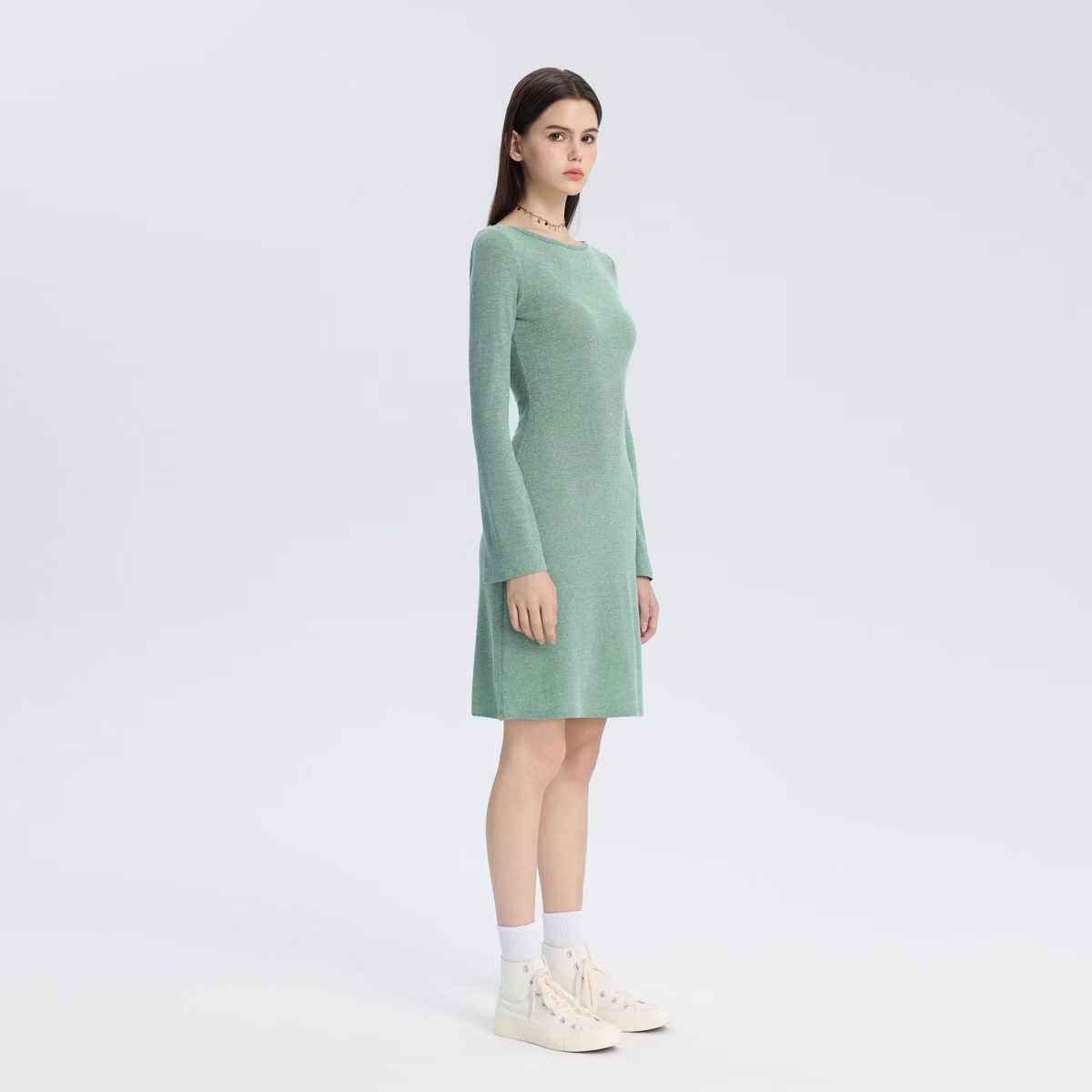 Women's Bell Long Sleeve Rib-Knit Backless Mini Dress - Wild Fable™ Green | Target