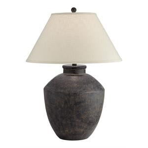 Pacific Coast Lighting Massa 29.56" Jar Resin Table Lamp in Black Terracota | Cymax