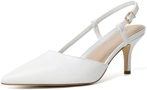 Mostrin Kitten Heels for Women Pointed Closed Toe Stilettos Slingback Low Heel Bow Pumps Dress Sh... | Amazon (US)