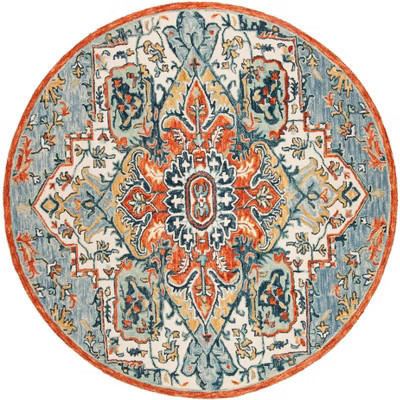 Aspen APN312 Hand Tufted Indoor Accent Rug - Blue/Rust - 3' Round - Safavieh | Target