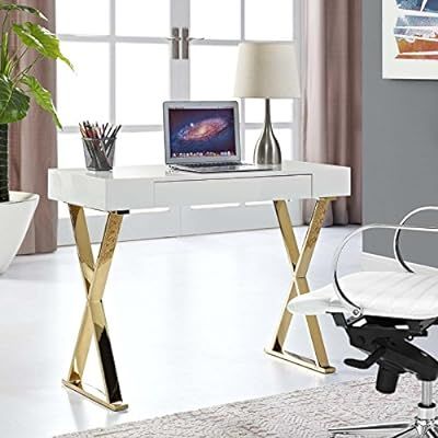 Modway Sector Console Table, White Gold | Amazon (US)