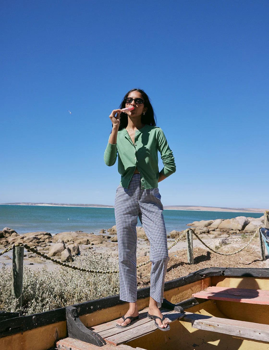 Blue Gingham Cigarette Trousers | Nobody's Child