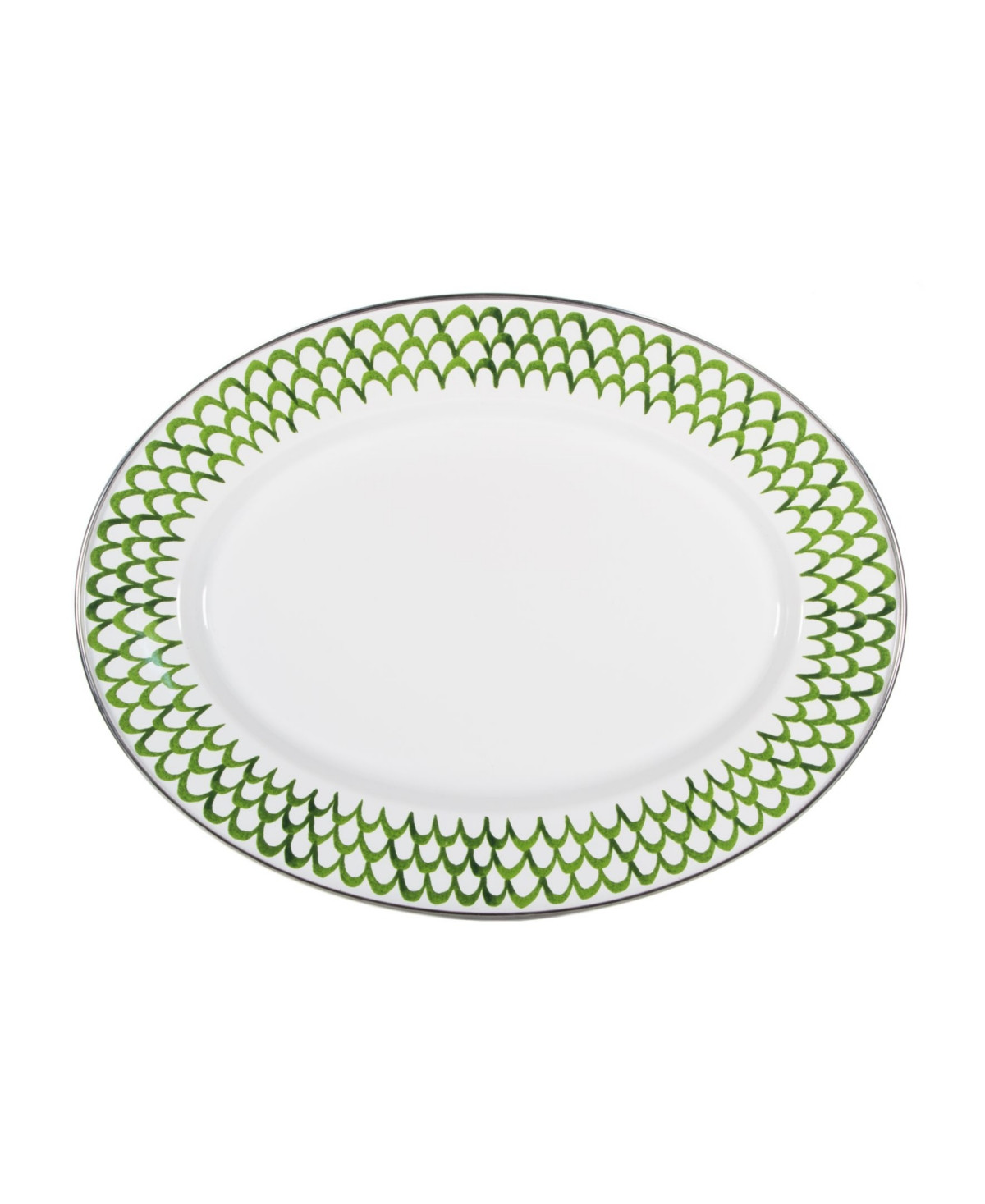 Golden Rabbit Scallop Enamelware Oval Platter - Green | Macy's