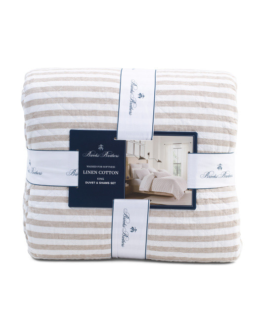 Linen Blend Striped Duvet Set | Bed & Bath | Marshalls | Marshalls
