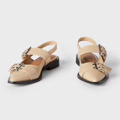 Women's Peyton Double Buckle Slingback Flats - Wild Fable™ Beige | Target