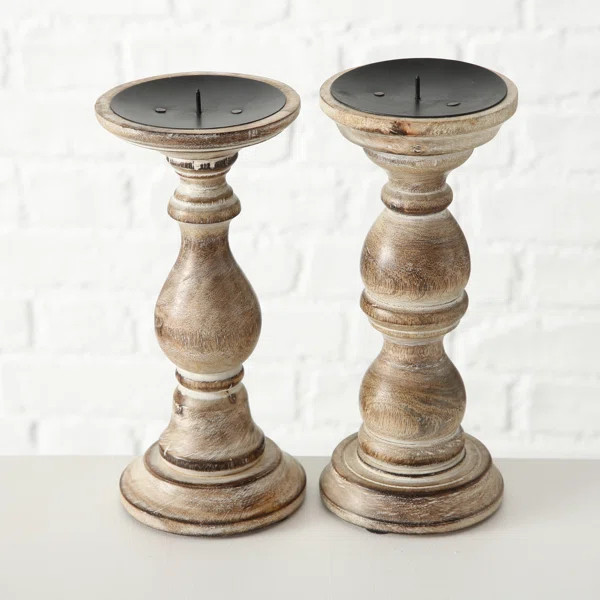 Arik 2 Piece Wood Candlestick Set | Wayfair North America