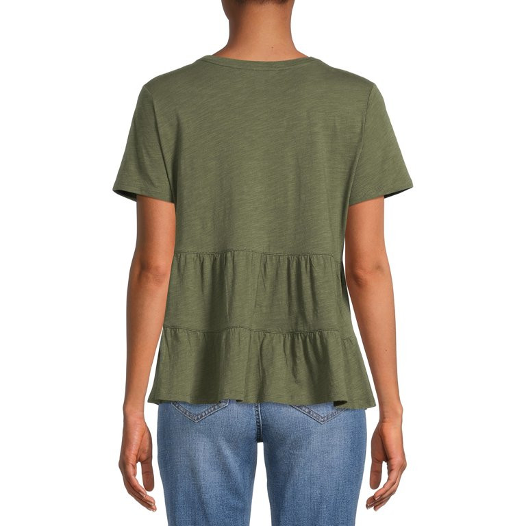 Time and Tru Women's Short Sleeve Peplum T-Shirt | Walmart (US)