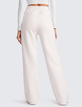 CRZ YOGA Cotton Fleece Lined Sweatpants Women Straight Leg Casual Lounge Sweat Pants for Women | Amazon (US)