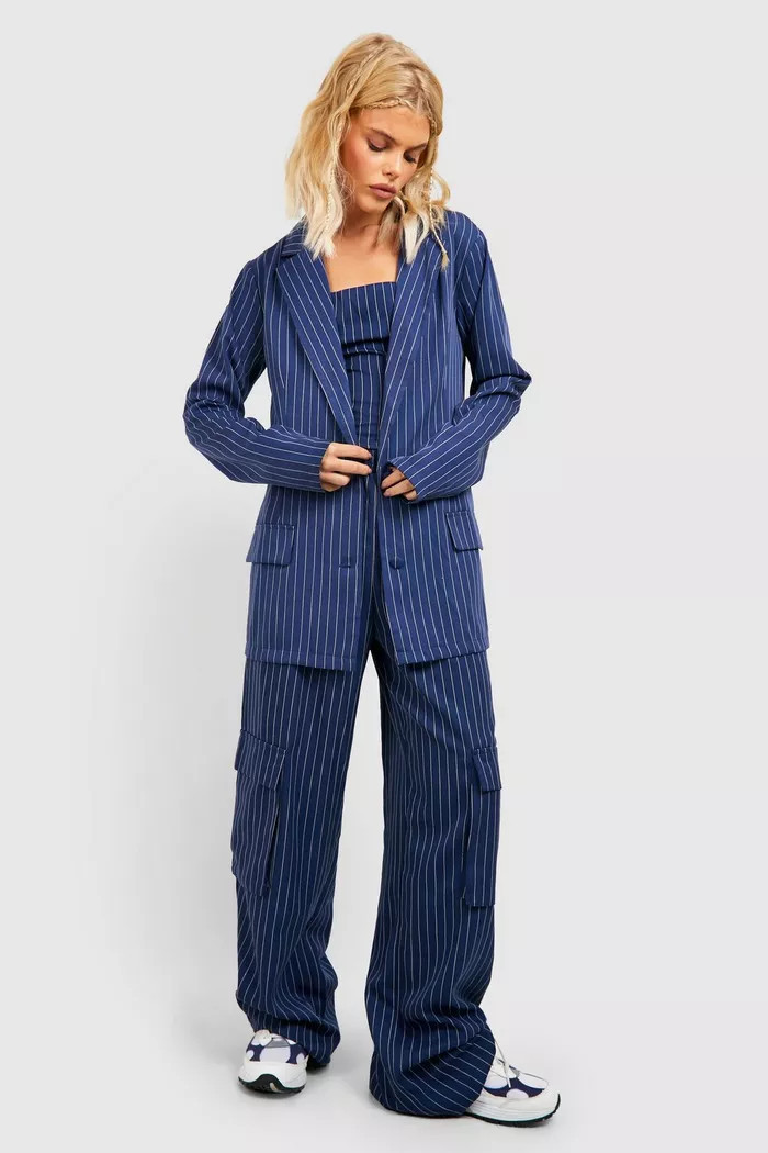 Pinstripe Relaxed Fit Tailored Blazer | Boohoo.com (US & CA)