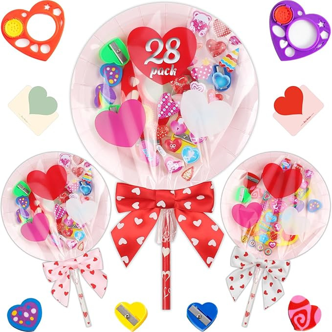 Valentines Day Gifts for Kids - 28 Pack Giant Colorful Stationery Set with Valentine's Cards for ... | Amazon (US)