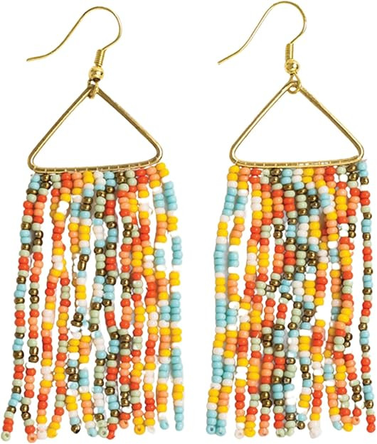 INK+ALLOY Beaded Earrings for Women Dangling, Whitney Medium Fringe Statement Boho Earrings, Hypo... | Amazon (US)