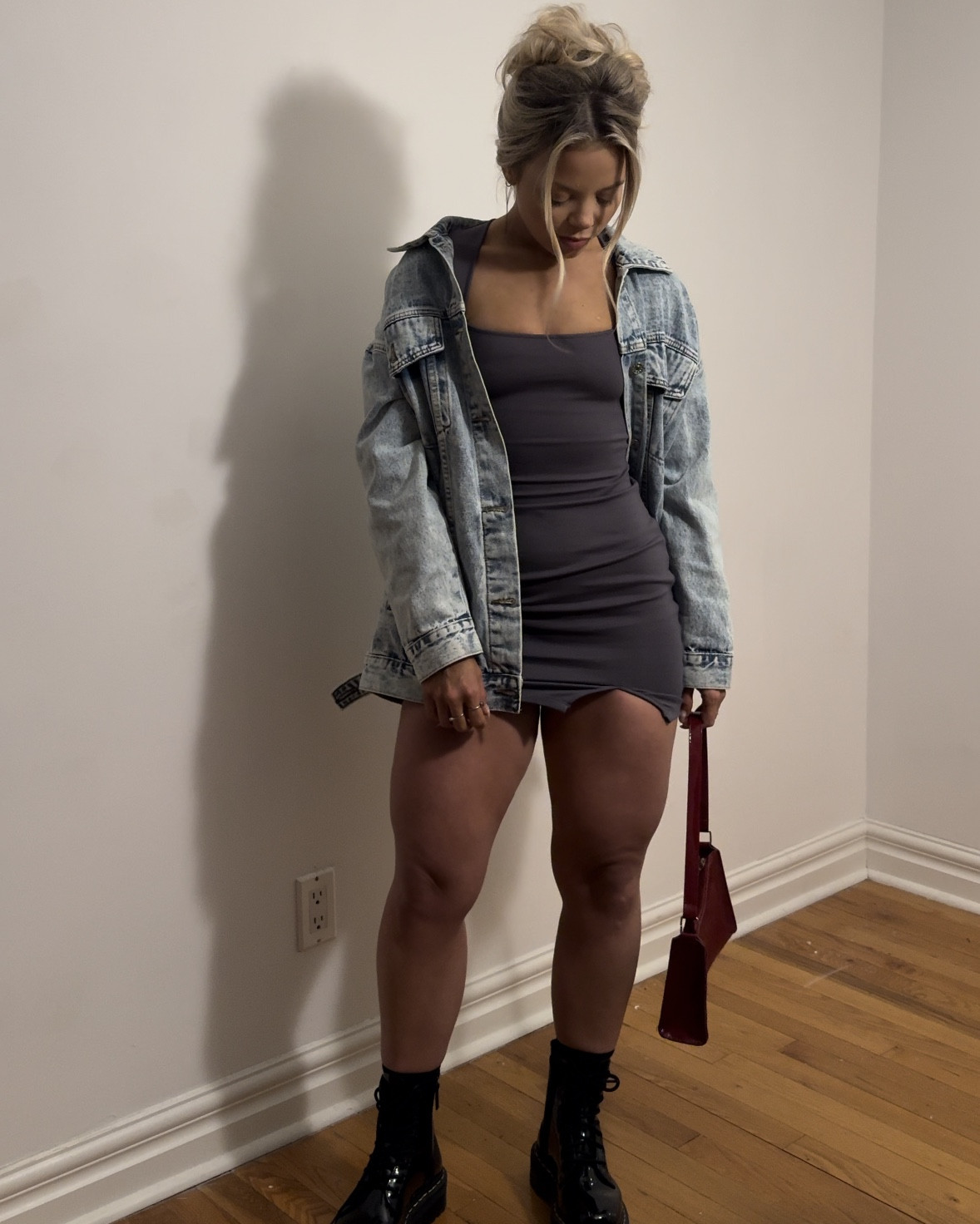 gno fit✨❤️‍🔥 #gno #dress #jeanjacket #boots 

couldn’t find exact dress so I linked two similar😚