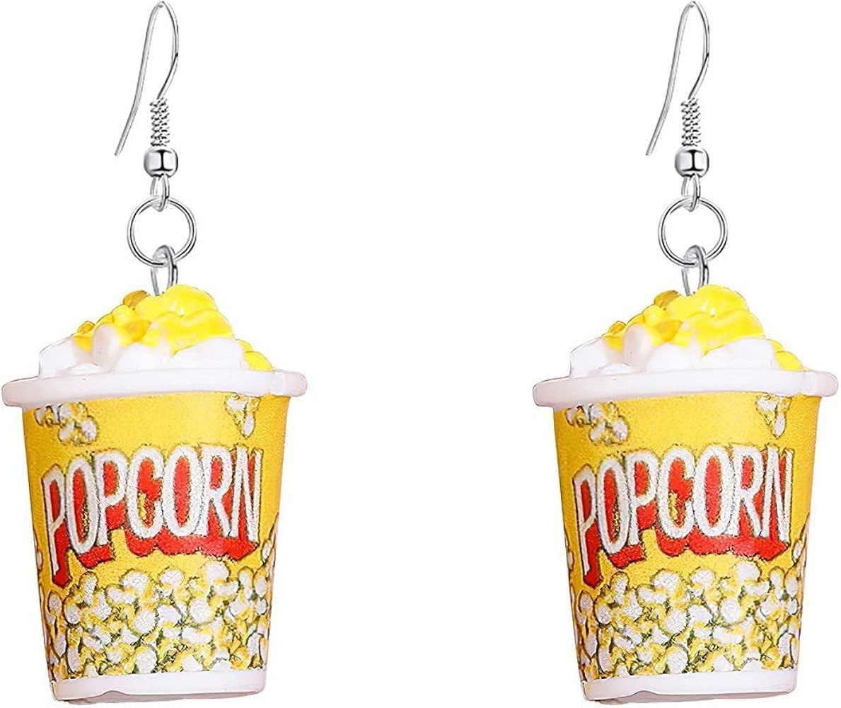 Resin Drop Handmade Eardrop Cute Funny Emulational Charm Food Cartoon Snacks Popcorn Earring Stra... | Amazon (US)